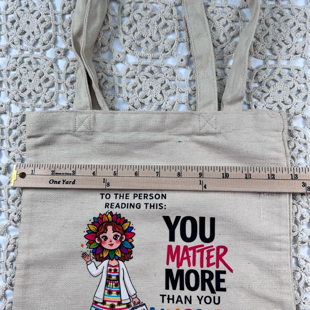 Motivational Canvas Tote Bag “You Matter More Than You Know” Viva Little Shop - Picture 4 of 9